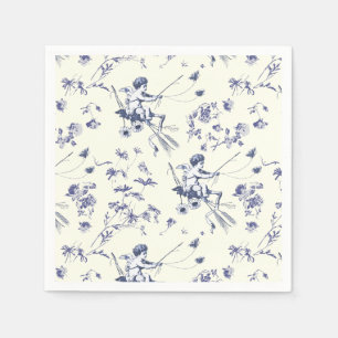 Cute Vintage Cupid Angel Blue Floral Toile Napkins