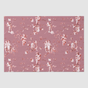 Cute Vintage Cupid Angels Floral Rose Gold Tissue Paper