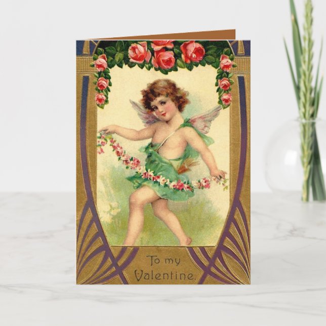 cute vintage cupid Valentine Holiday Card (Front)