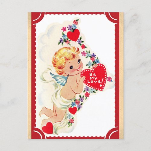 Cute Vintage Cupid Valentines Day Postcard