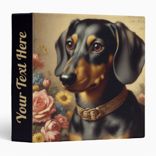 Cute Vintage Dachshund Painting 3 Ring Binder