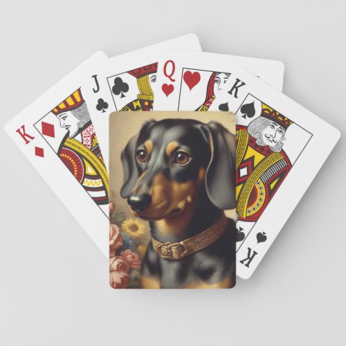 Cute Vintage Dachshund Painting Poker Cards