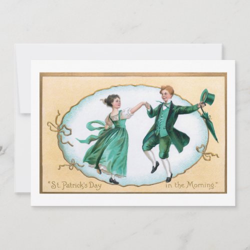 Cute Vintage Dancing Irish Couple Holiday Card