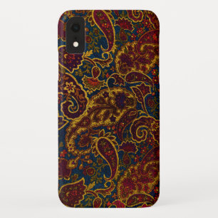 Cute vintage dark brown paisley design iPhone XR case
