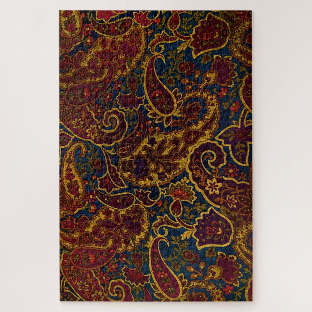 Cute vintage dark brown paisley design jigsaw puzzle (Vertical)