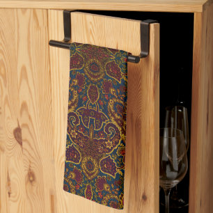 Cute vintage dark brown paisley design kitchen towel