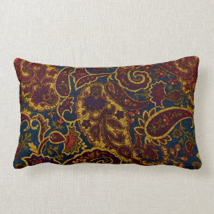 Cute vintage dark brown paisley design lumbar pillow