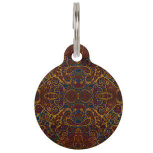 Cute vintage dark brown paisley design pet ID tag