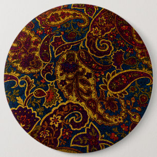 Cute vintage dark brown paisley design pinback button