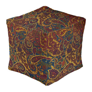 Cute vintage dark brown paisley design pouf