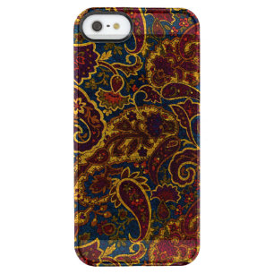 Cute vintage dark brown paisley design clear iPhone SE/5/5s case