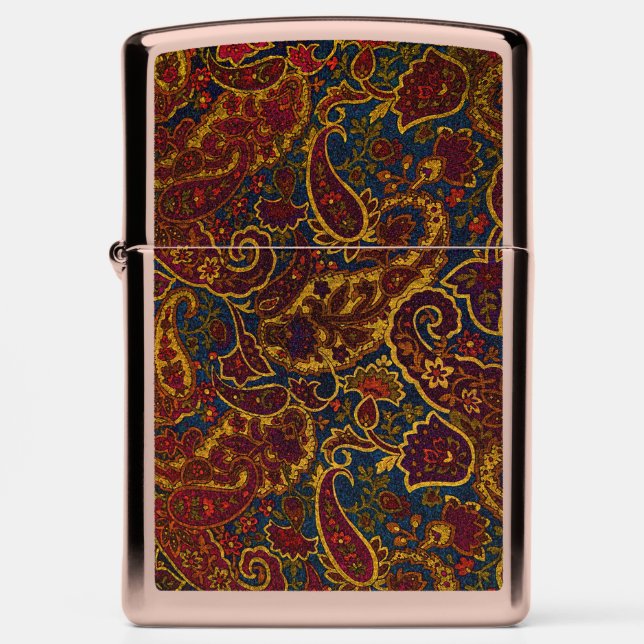 Cute vintage dark brown paisley design zippo lighter (Front)