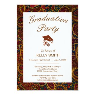 Cute vintage dark brown paisley graduation party