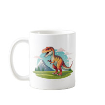 Cute vintage Dinosaur T Rex with Mountain