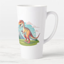 Cute vintage Dinosaur T Rex with Mountain