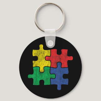 Cute Vintage Distressed design for Autism Awarenes Keychain