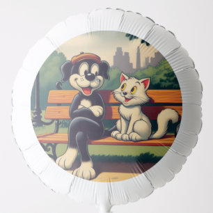 Cute, vintage dog/cat cartoon balloon