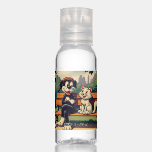 Cute, vintage dog/cat cartoon hand sanitizer