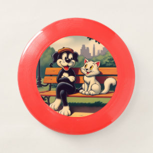 Cute, vintage dog/cat cartoon Wham-O frisbee