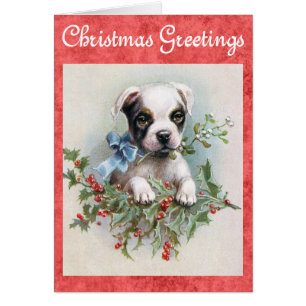 Cute Vintage Dog Christmas Greetings Cards