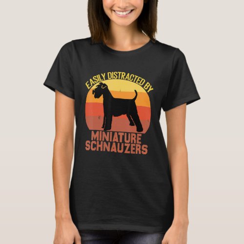 Cute VINTAGE dog Easily Distracted By Miniature Sc T_Shirt