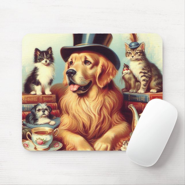 Cute Vintage Dog Painting Mouse Pad (With Mouse)