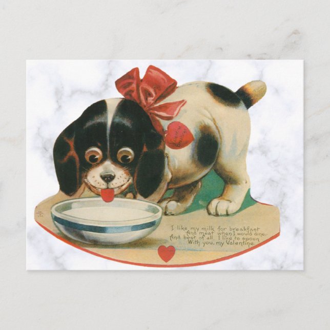 Cute Vintage Dog Valentines Day  Postcard (Front)