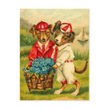 Cute Vintage Dogs Postcard