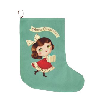 Cute Vintage Doll Merry Christmas Stockings by partymonster at Zazzle
