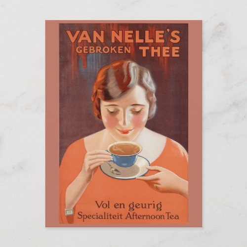 Cute Vintage Dutch Hot Tea Netherlands Postcard