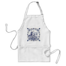 Cute Vintage Dutch Windmill Sailboat Delft Blue