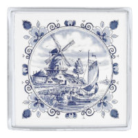 Cute Vintage Dutch Windmill Sailboat Delft Blue