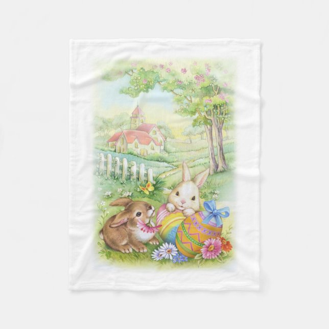 Cute vintage Easter bunnies Fleece Blanket (Front)