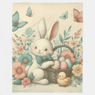 Cute, Vintage Easter bunny & chick Fleece Blanket