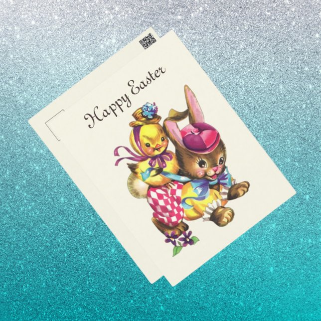 cute vintage Easter bunny chick  Holiday Postcard (Creator Uploaded)