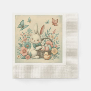 Cute, Vintage Easter bunny & chick Napkins