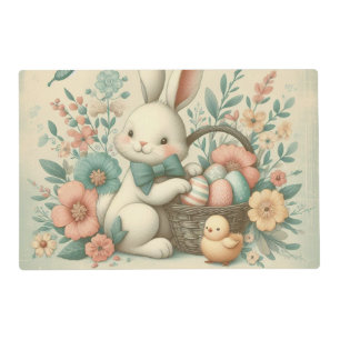 Cute, Vintage Easter bunny & chick Placemat