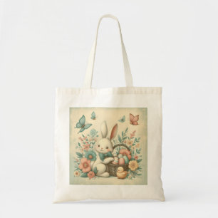 Cute, Vintage Easter bunny & chick Tote Bag