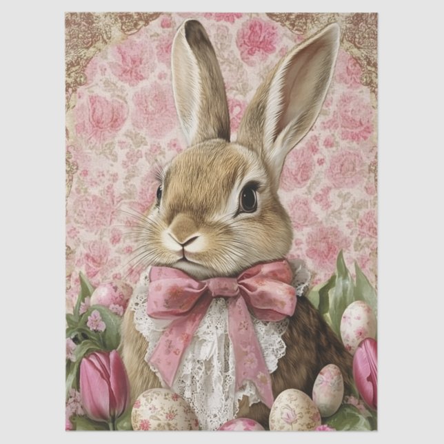 Cute Vintage Easter Bunny Decoupage Tissue Paper (Front)