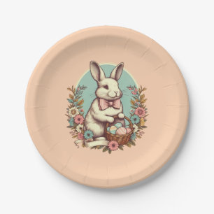 Cute, vintage Easter bunny/egg/basket Paper Plates