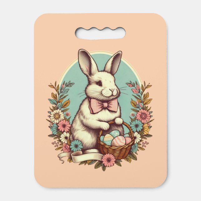 Cute, vintage Easter bunny/egg/basket  Seat Cushion (Front Vertical)