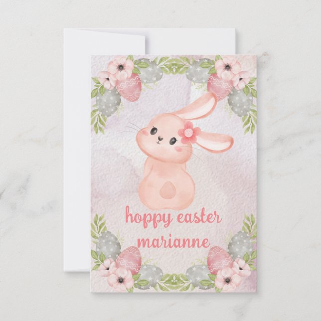 cute vintage easter  bunny    -Happy easter  Note Card (Front)