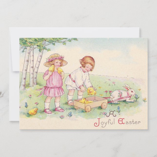 Cute Vintage Easter Bunny Holiday Card (Front)