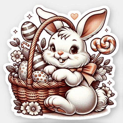 Cute Vintage Easter Bunny Rabbit  Sticker