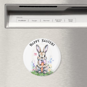 Cute Vintage Easter Bunny Rabbit Watercolor Magnet
