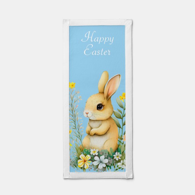 Cute Vintage Easter Bunny with Flowers Pennant (Front)