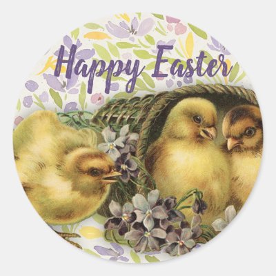 Cute Vintage Easter Chicks and Flowers