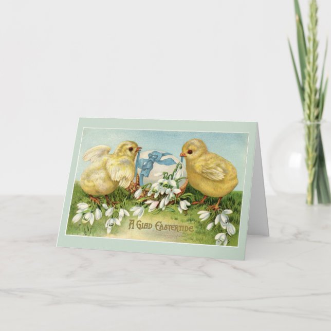Cute Vintage Easter Chicks Card (Front)