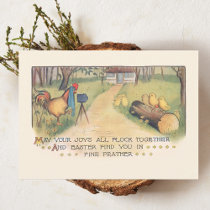 Cute Vintage Easter Chicks Posing for Family Photo Holiday Card