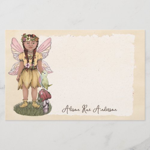 Cute Vintage Fairy Personalized Message  Stationery